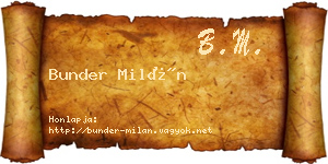 Bunder Milán névjegykártya