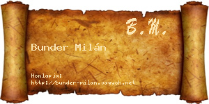 Bunder Milán névjegykártya
